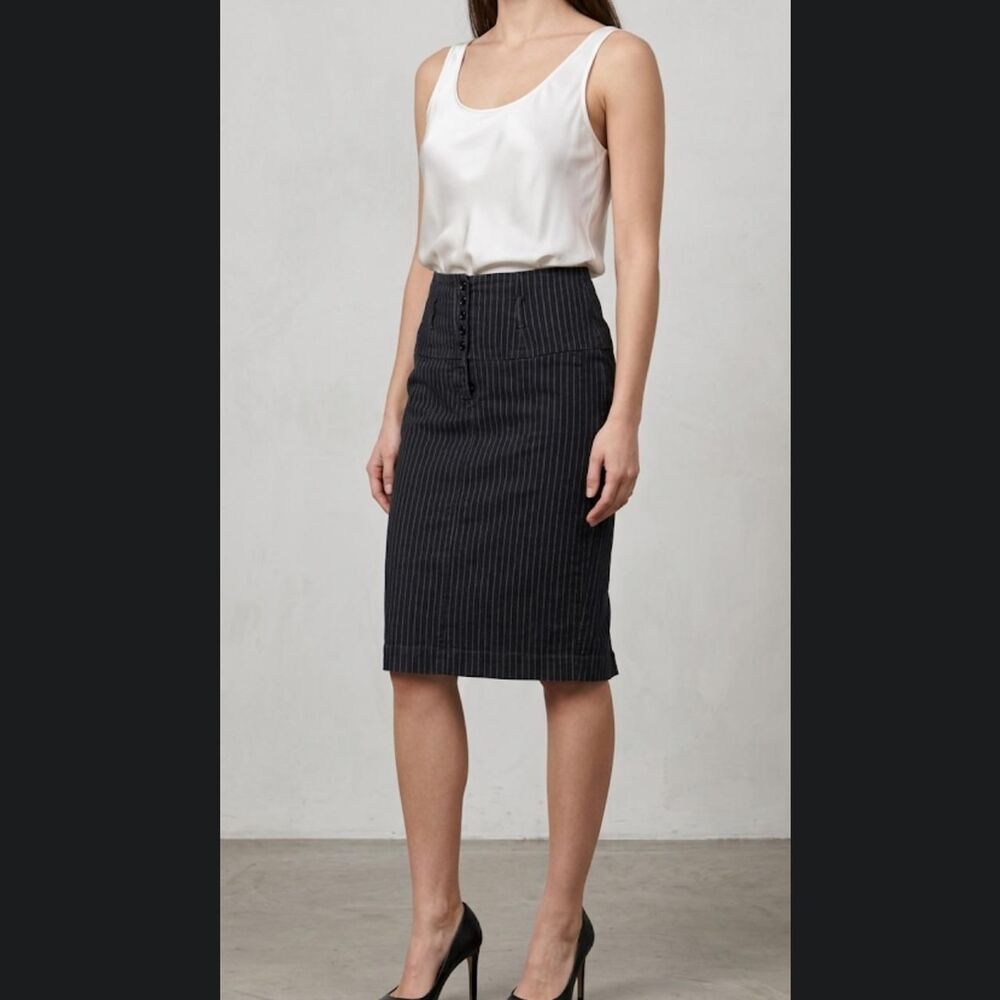 Rampage Women's Black and Grey Pinstripe Skirt